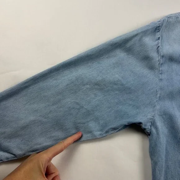 Bridge Sports Wear Vintage Light Wash Denim Chambray LA Dodgers Jersey L - Picture 7 of 9